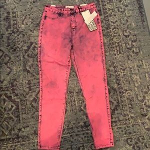 Hot pink high waisted skinny jeans